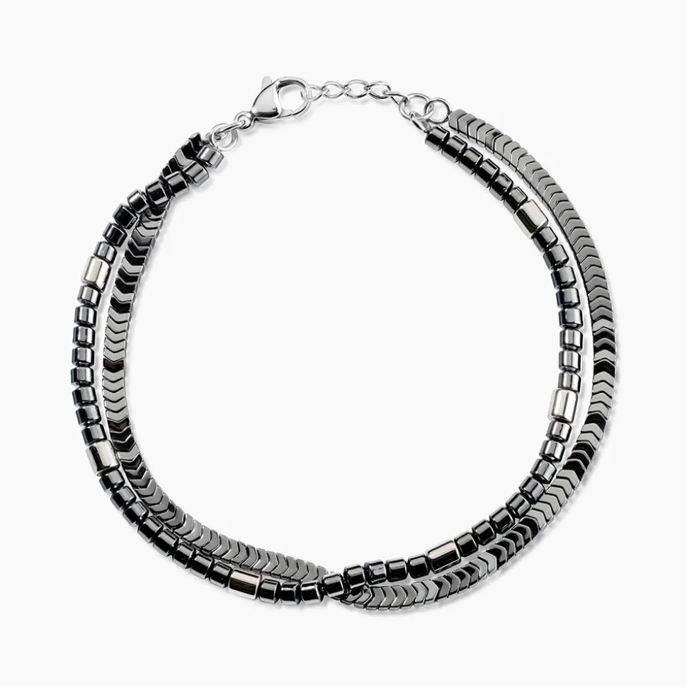 Bracelet Naturel Acier Blanc Hématite