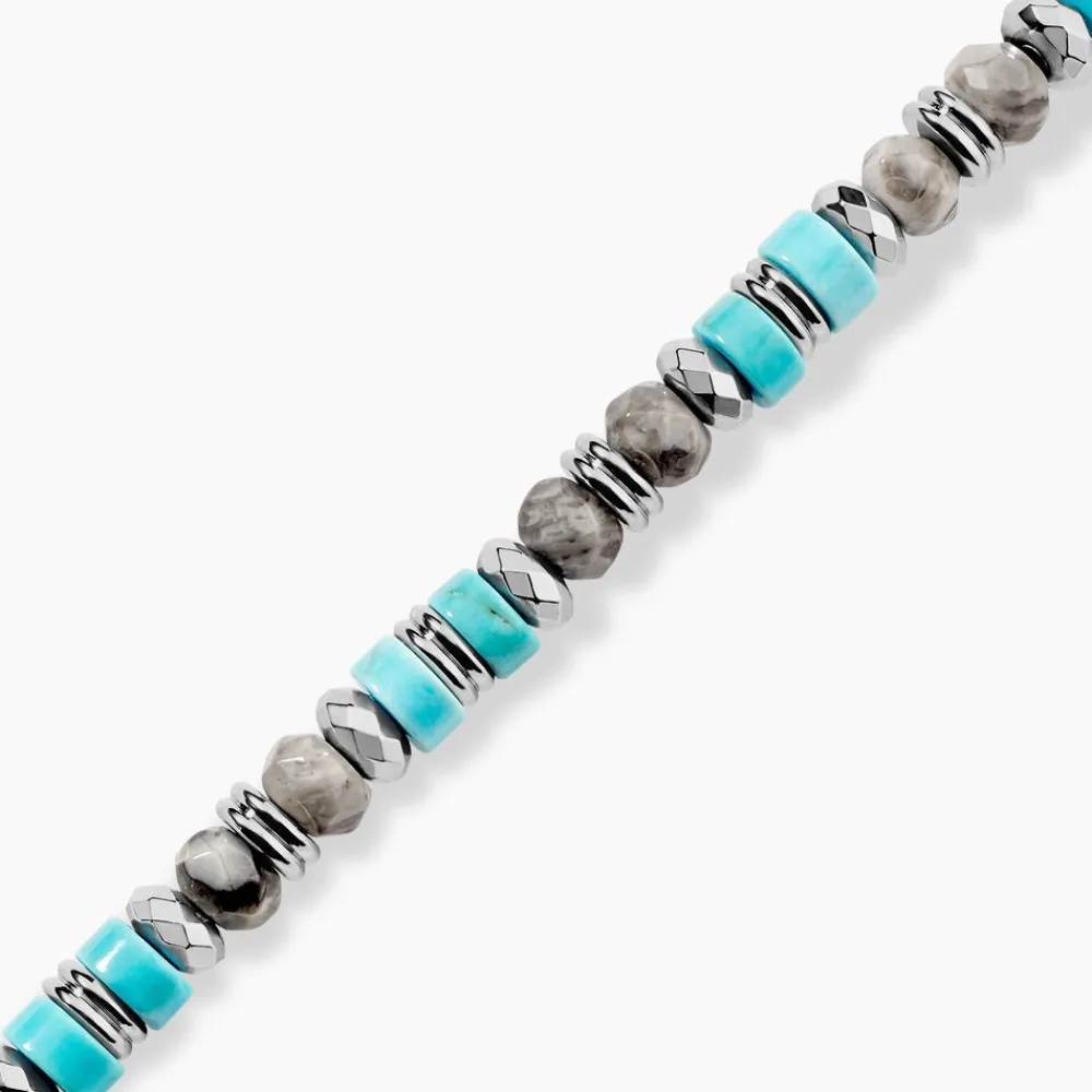 Bracelet Naturel Autres Tricolore Turquoise Hématite Jaspe Africain|JOURDAN Sale