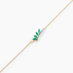 Bracelet Navette Or Jaune Emeraude Diamant