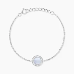 Bracelet Nawala Argent Blanc Oxyde De Zirconium Et Nacre