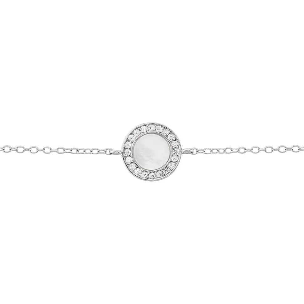 Bracelet Nawala Argent Blanc Oxyde De Zirconium Et Nacre