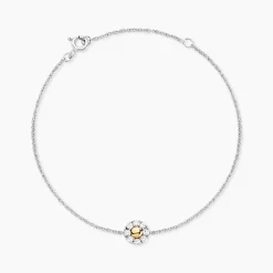 Bracelet Or Jaune Argent Blanc Oxyde De Zirconium