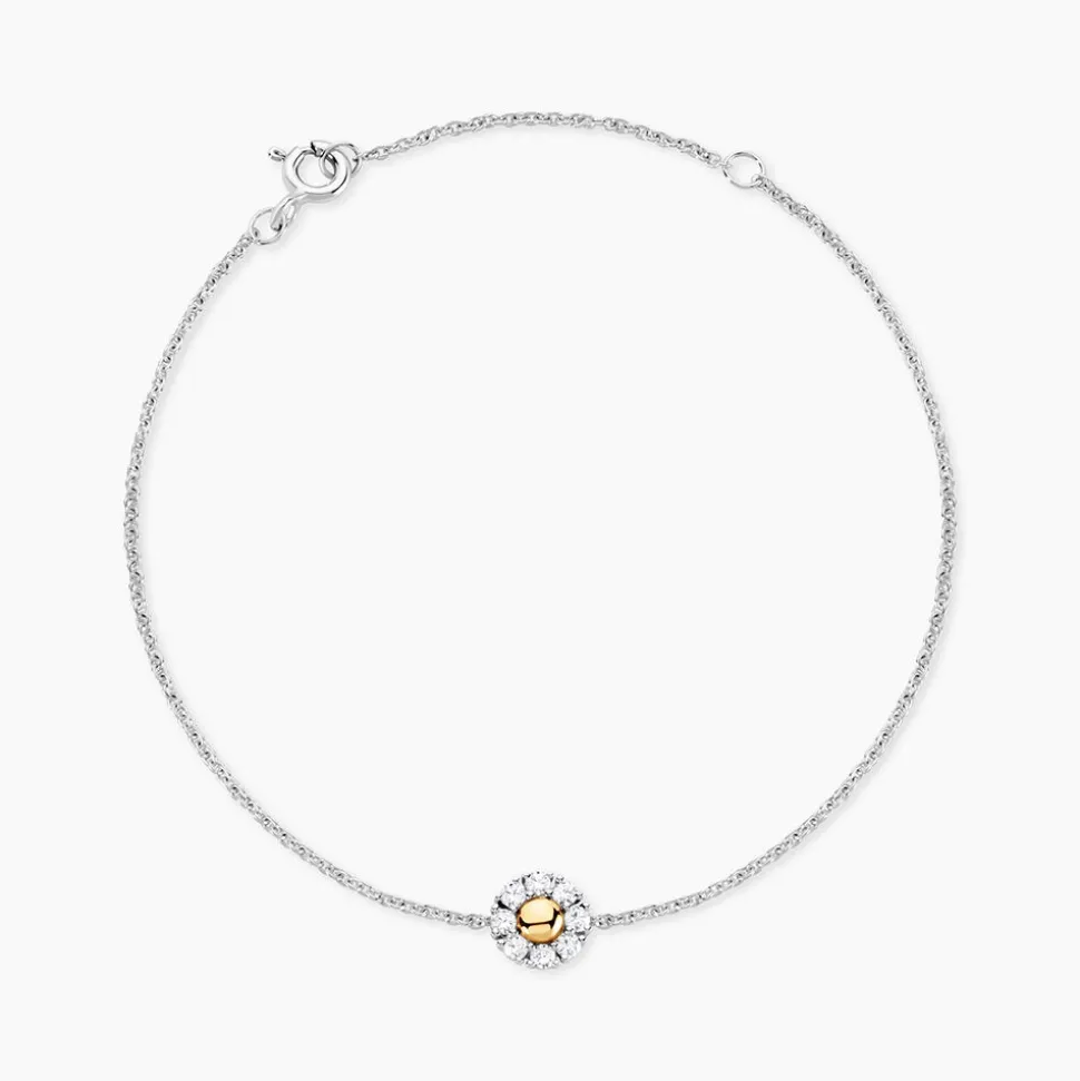 Bracelet Or Jaune Argent Blanc Oxyde De Zirconium
