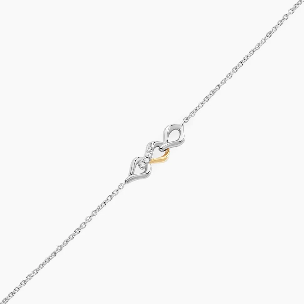Bracelet Or Jaune Argent Blanc Oxyde De Zirconium