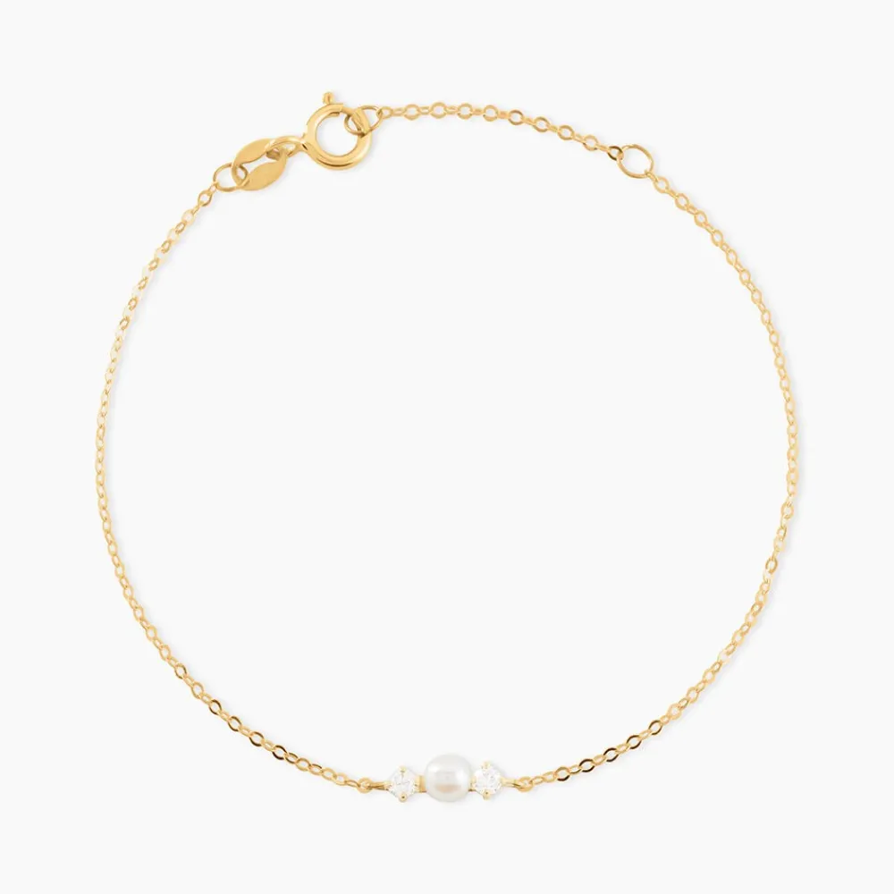 Bracelet Or Jaune Audrea Perle De Culture Oxydes De Zirconium|Marc Orian Hot