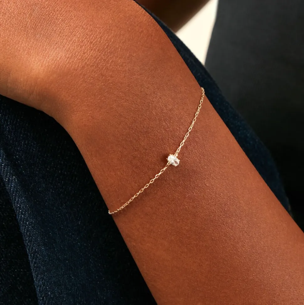 Bracelet Ovale Or Jaune Oxyde De Zirconium