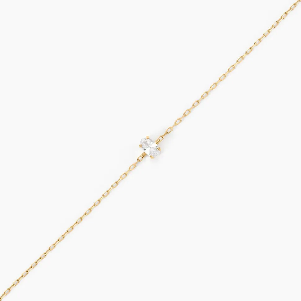 Bracelet Ovale Or Jaune Oxyde De Zirconium