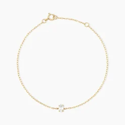 Bracelet Ovale Or Jaune Oxyde De Zirconium