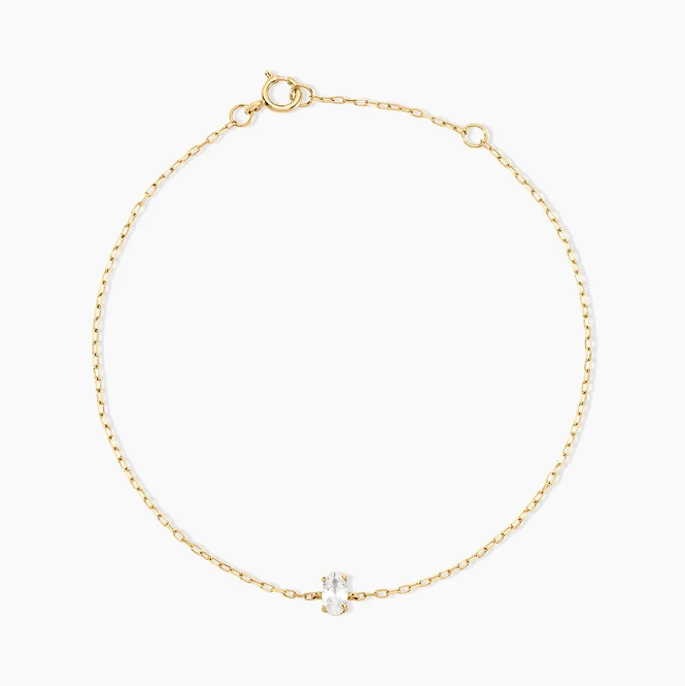 Bracelet Ovale Or Jaune Oxyde De Zirconium