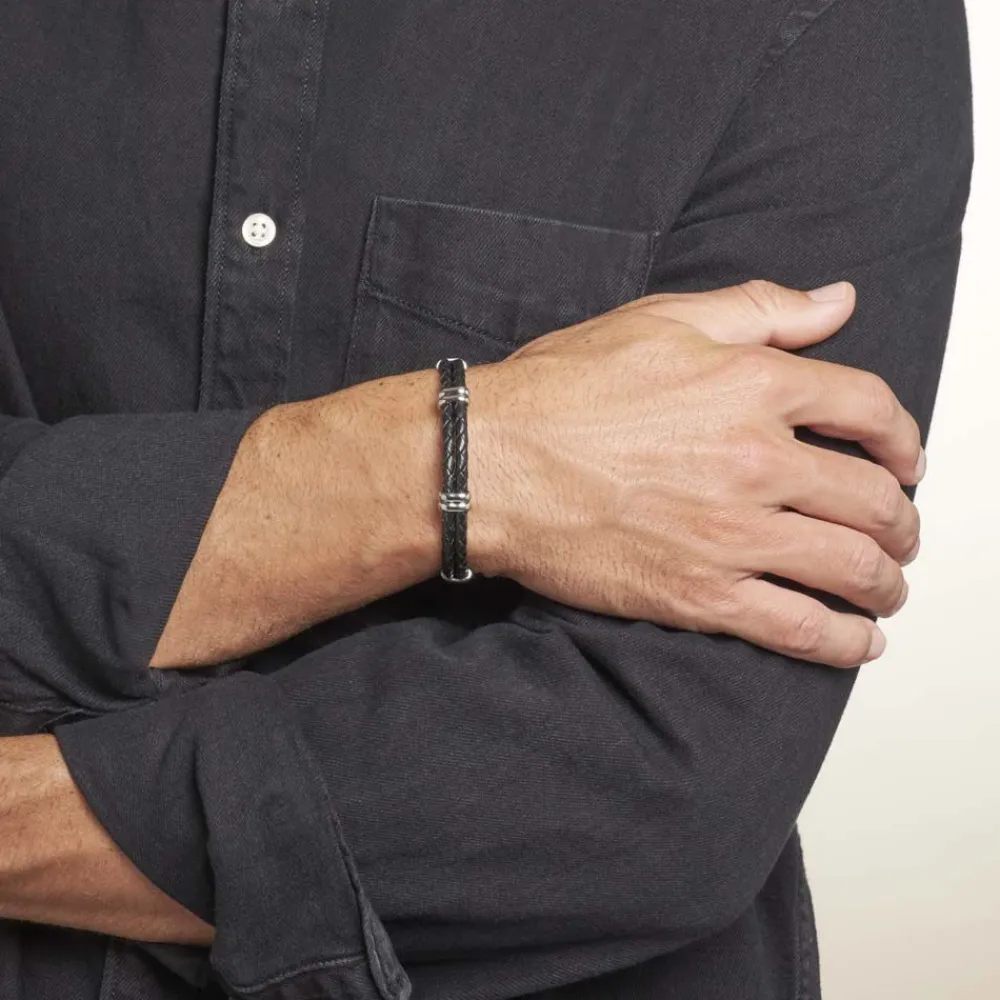 Bracelet Cuir De Vache Noir|PHEBUS HIM