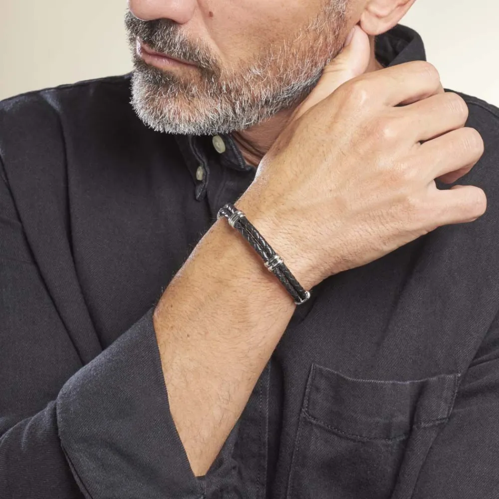 Bracelet Cuir De Vache Noir|PHEBUS HIM