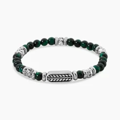 Bracelet Philo Acier Blanc Oeil De Tigre Pierre De Lave|Marc Orian Outlet