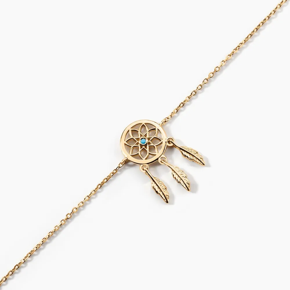 Bracelet Plaqué Or Jaune Attrape Rêves Turquoise Bleue|Marc Orian Discount