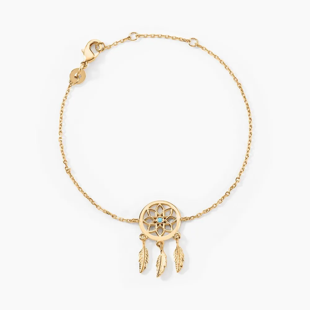 Bracelet Plaqué Or Jaune Attrape Rêves Turquoise Bleue|Marc Orian Discount