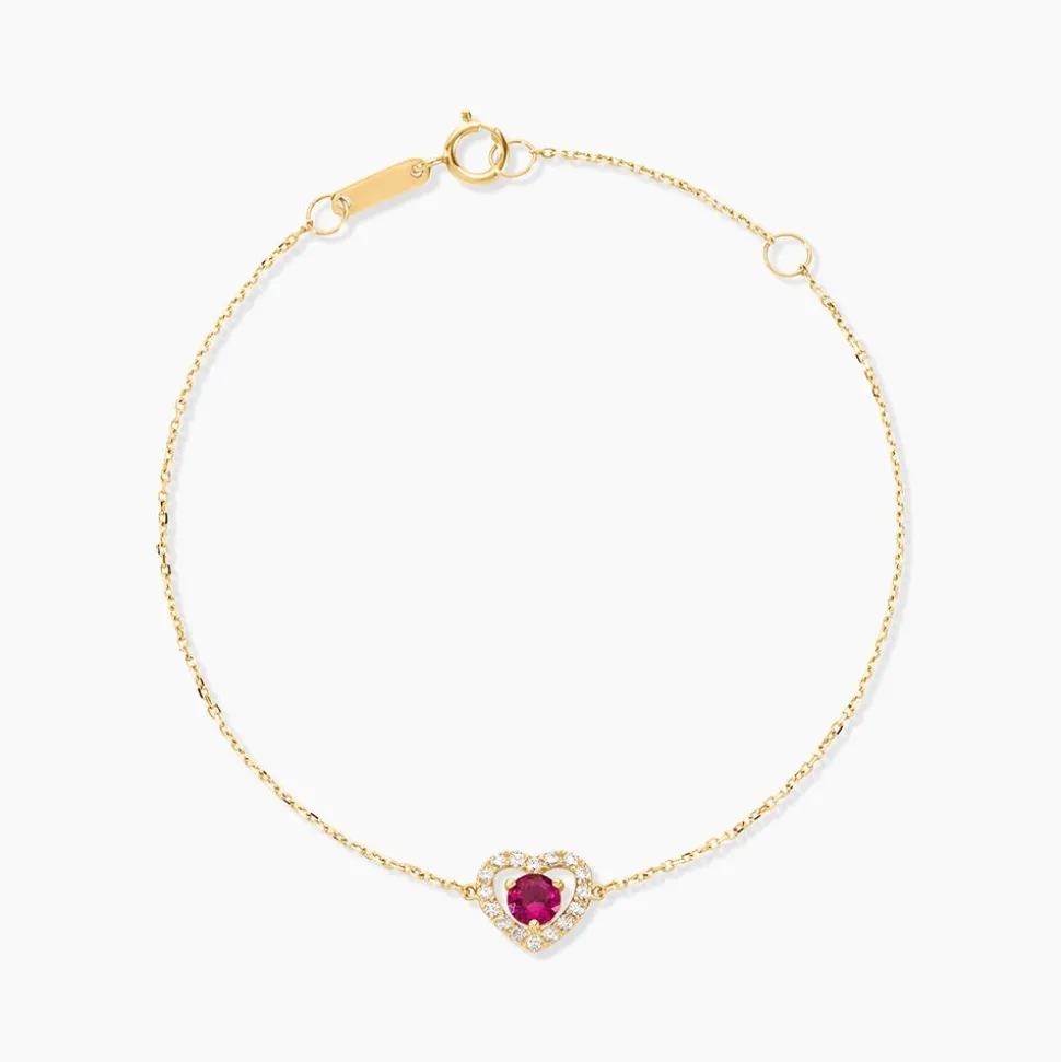 Bracelet Red Velvet Or Jaune Rhodolite Oxyde De Zirconiu