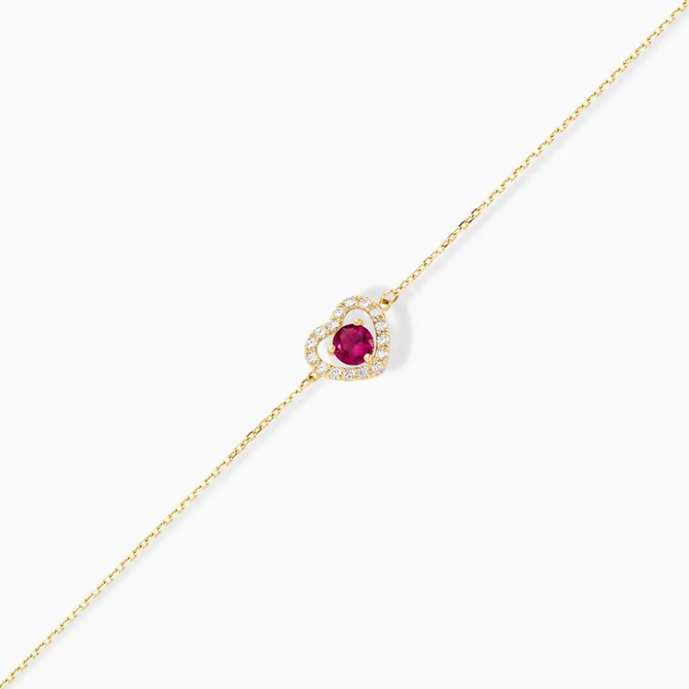 Bracelet Red Velvet Or Jaune Rhodolite Oxyde De Zirconiu