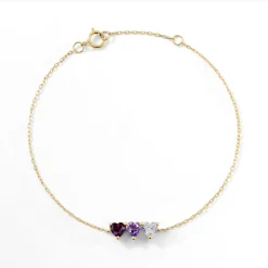 Bracelet Romayne Or Jaune Améthyste Rhodolite Oxyde De Zirconium