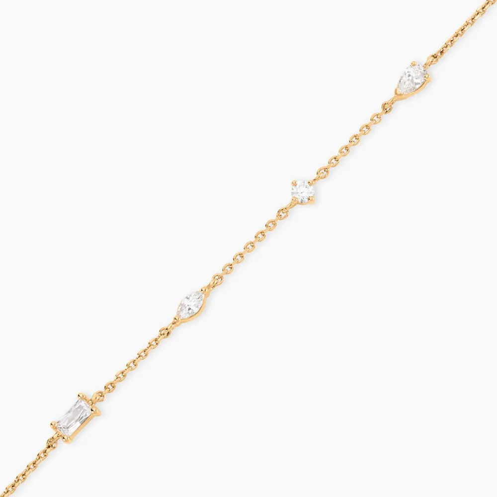 Bracelet Scintillante Plaque Or Jaune Oxyde De Zirconium|Marc Orian New