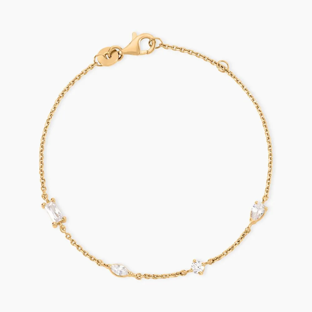 Bracelet Scintillante Plaque Or Jaune Oxyde De Zirconium|Marc Orian New