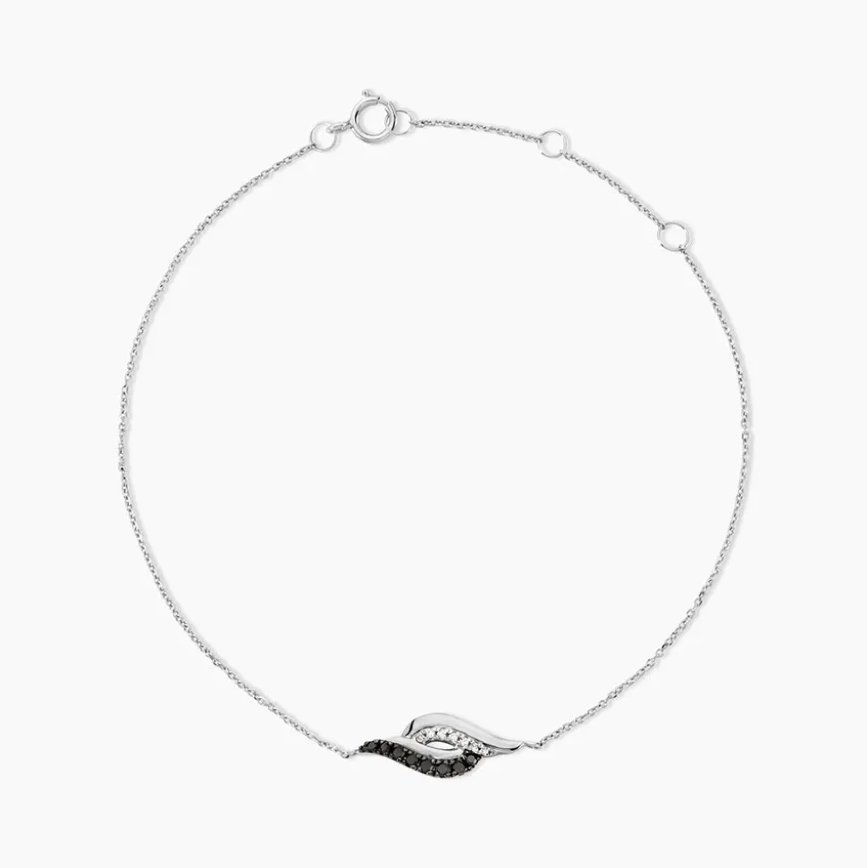 Bracelet Sculptural Or Blanc Diamant