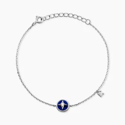 Bracelet Talismania Argent Blanc Lapis Lazuli Oxyde De Zirconium