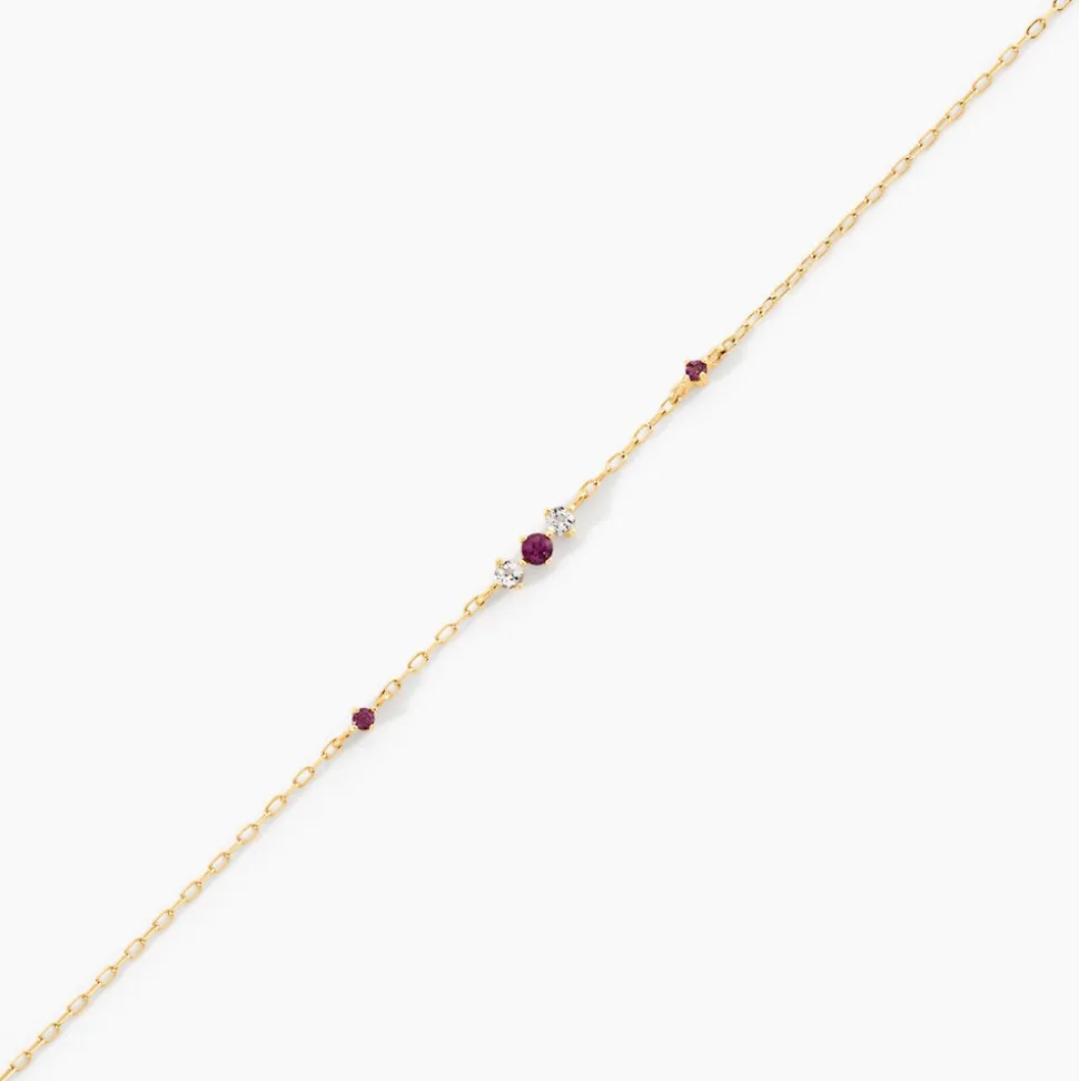 Bracelet Valora Or Jaune Rhodolite Oxyde De Zirconium