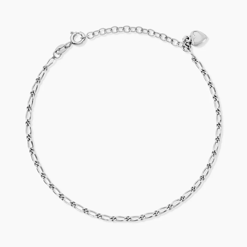 Chaîne De Cheville Laurelyn Maille Alternee 1/1 Argent Blanc|Marc Orian