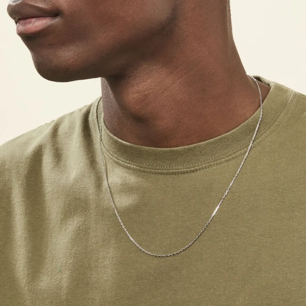 Chaîne Maille Forçat Diamantee Or Blanc|Marc Orian