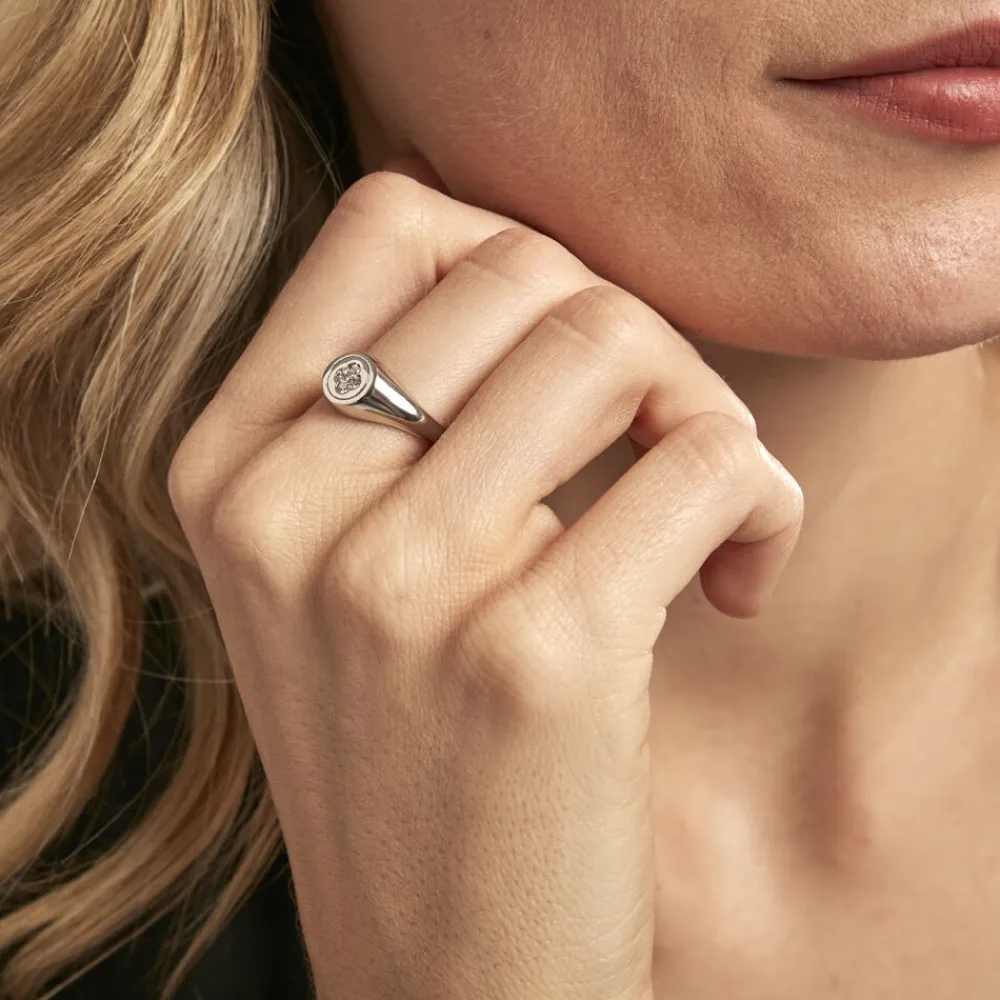 Chevalière Chesley Argent Blanc Oxyde De Zirconium|Marc Orian Discount