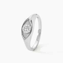 Chevalière Evalyn Argent Blanc Oxyde De Zirconium|Marc Orian Outlet