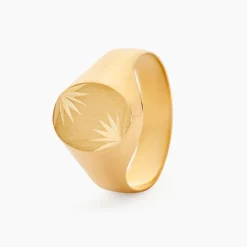 Chevalière Gerrard Ovale Diamantee Soleil Or Jaune|Marc Orian Online