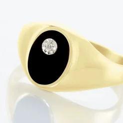 Chevalière Giles Or Jaune Onyx Diamant|Marc Orian