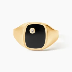 Chevalière Glynn Or Jaune Onyx Diamant|Marc Orian Online