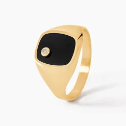 Chevalière Glynn Or Jaune Onyx Diamant|Marc Orian Online