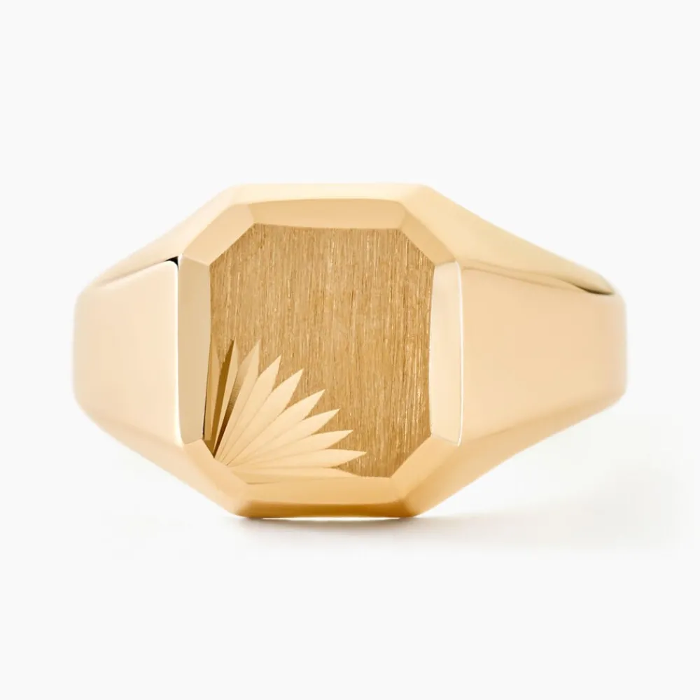 Chevalière Gregg Carree Diamantee Soleil Or Jaune|Marc Orian Clearance