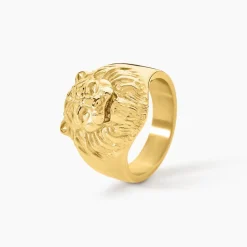 Chevalière Guess Lion King Acier Jaune