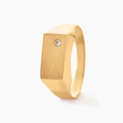 Chevalière Leyton Rectangle Or Jaune Oxyde De Zirconium|Marc Orian Outlet