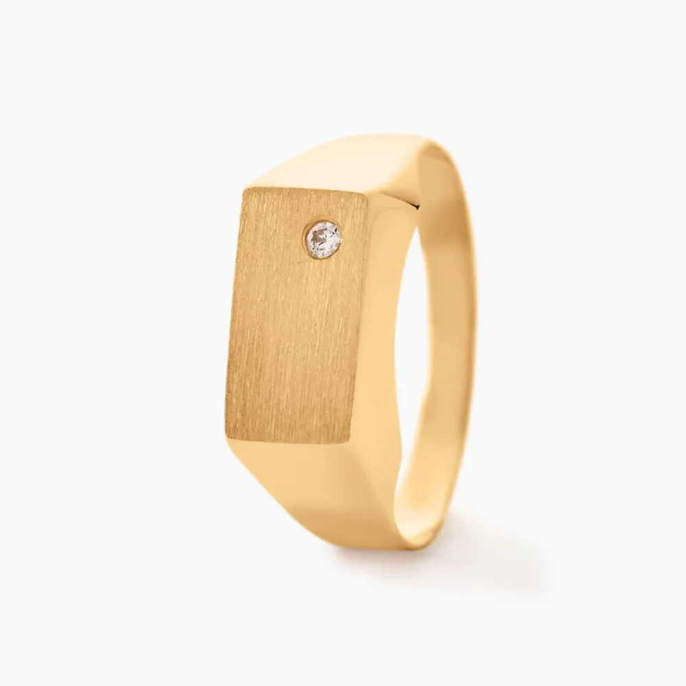 Chevalière Leyton Rectangle Or Jaune Oxyde De Zirconium|Marc Orian Outlet