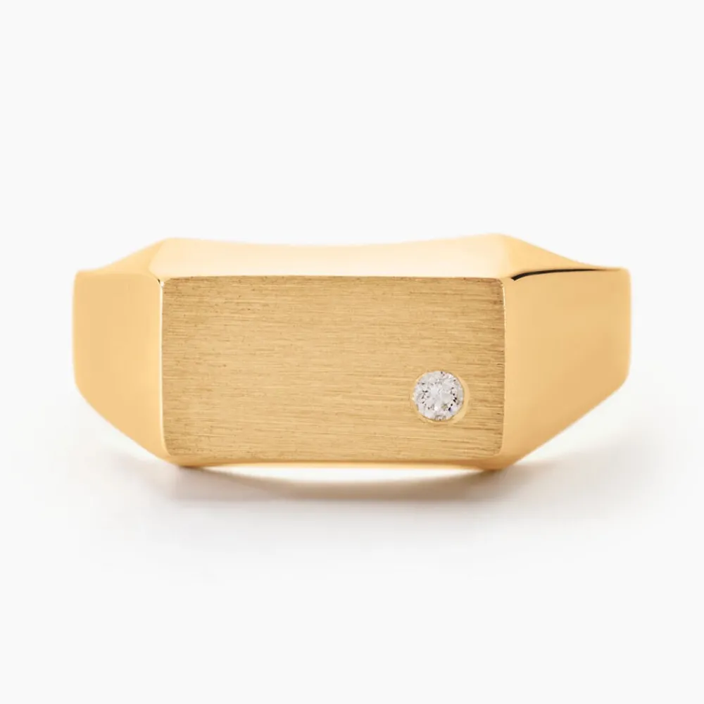 Chevalière Leyton Rectangle Or Jaune Oxyde De Zirconium|Marc Orian Outlet