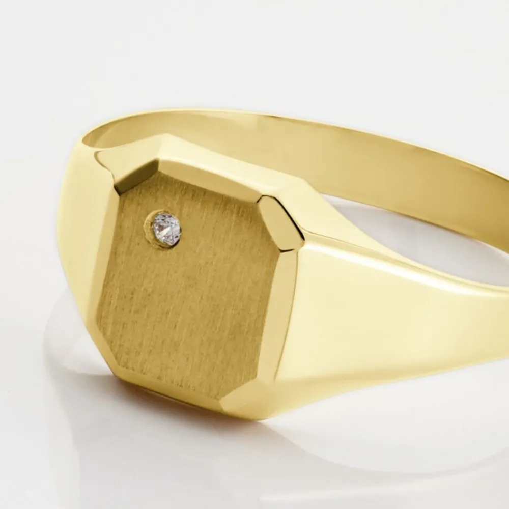 Chevalière Malcolm Carree Or Jaune Oxyde De Zirconium|Marc Orian Hot