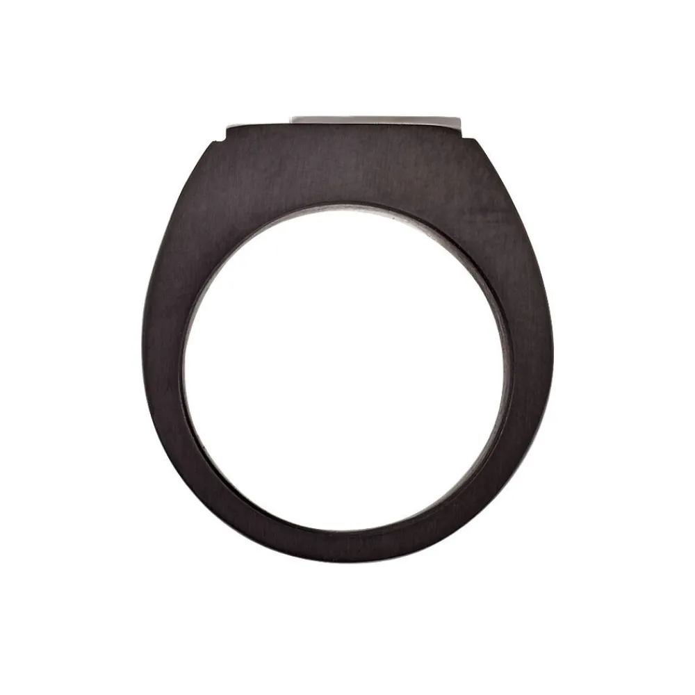 Chevalière Meghan Acier Noir Diamant|PHEBUS HIM Sale