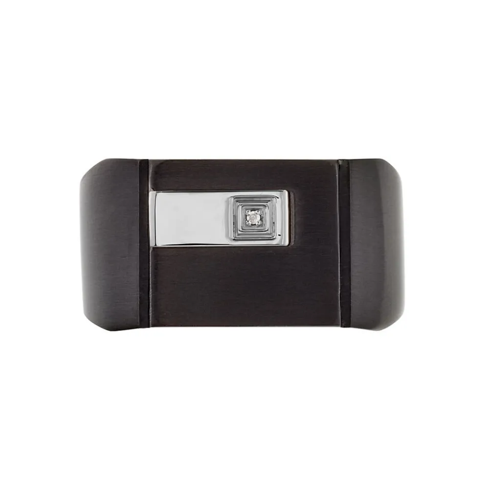 Chevalière Meghan Acier Noir Diamant|PHEBUS HIM Sale