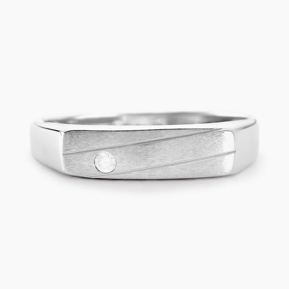 Chevalière Michel Argent Blanc Oxyde De Zirconium