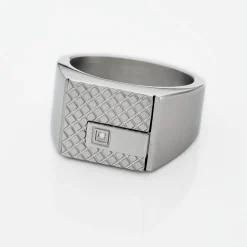 Chevalière Phebus Him Acier Blanc Diamant