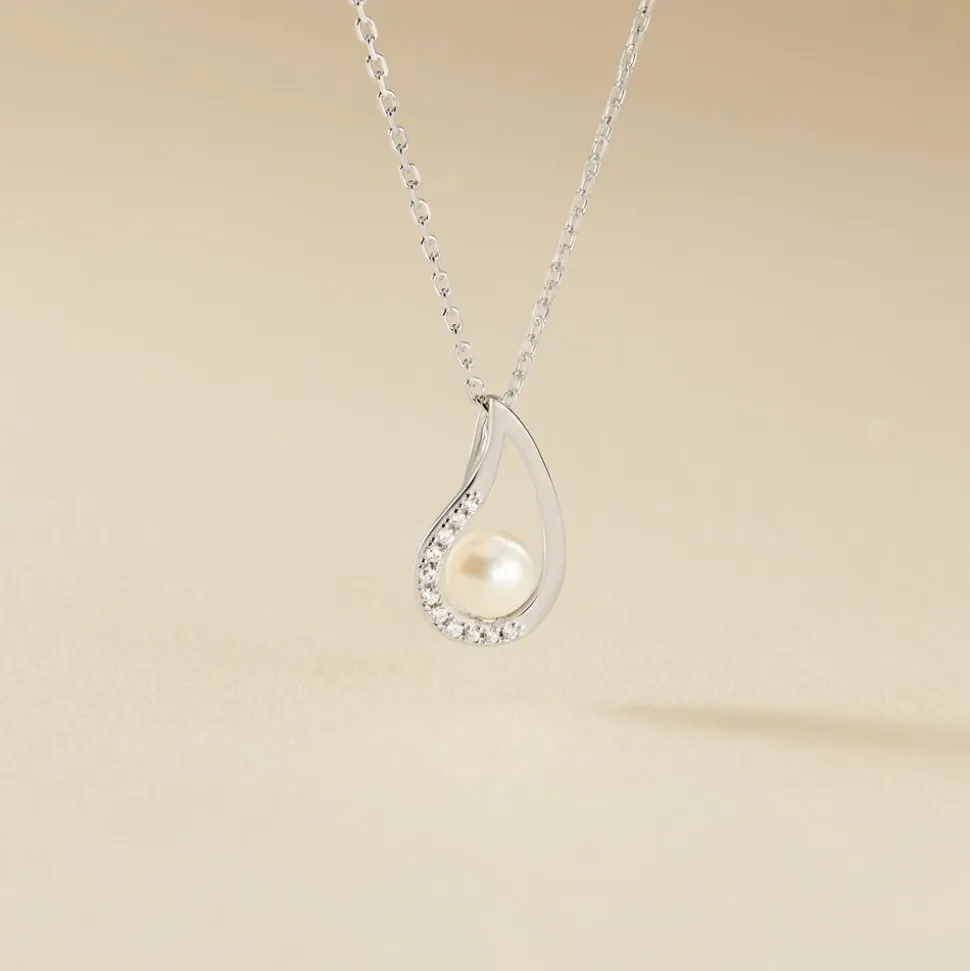 Collier Akiko Argent Blanc Perle De Culture Et Oxyde De Zirconium
