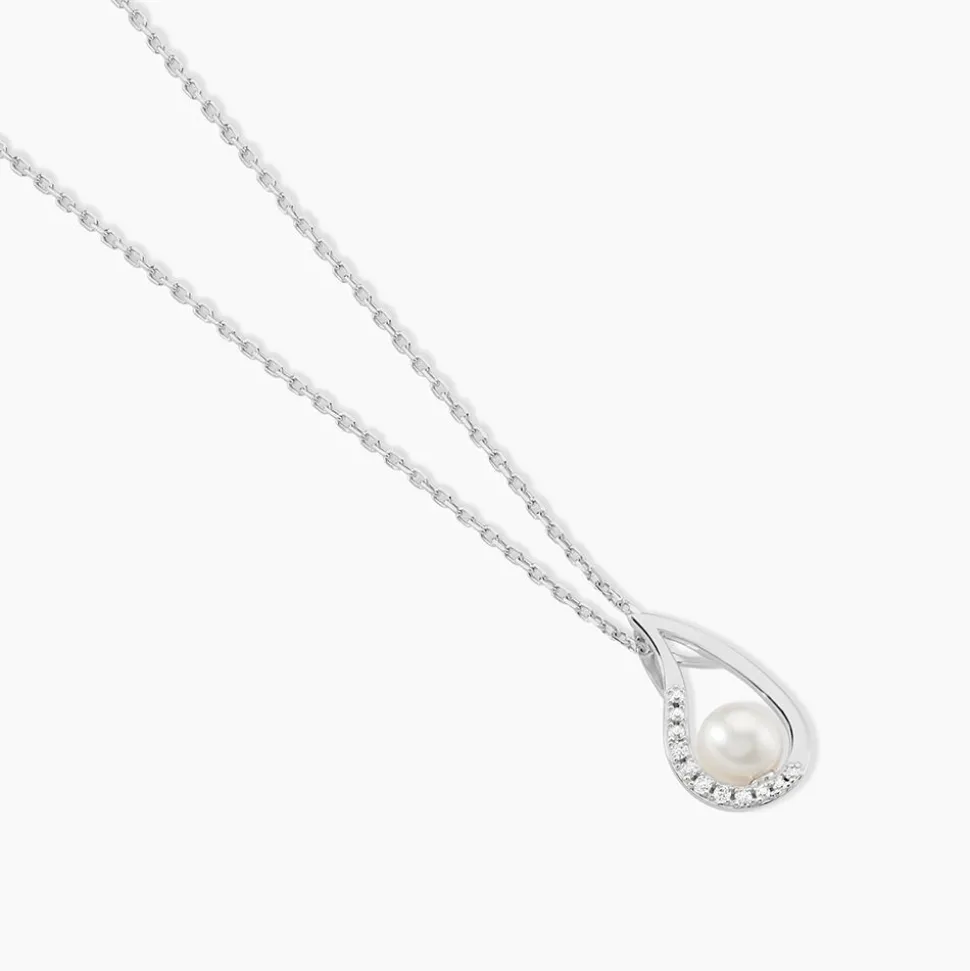 Collier Akiko Argent Blanc Perle De Culture Et Oxyde De Zirconium