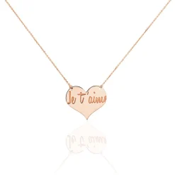 Collier Albizia Coeur Message Or Rose