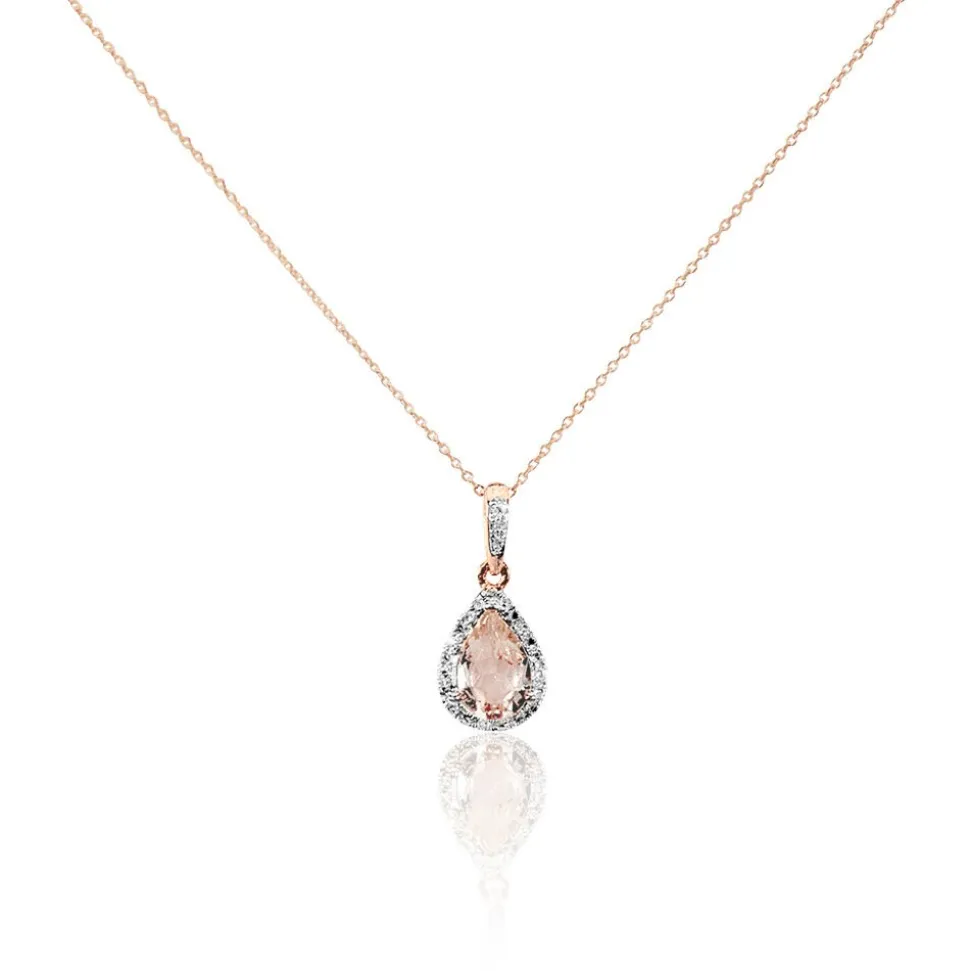 Collier Alice Or Rose Morganite Et Oxyde De Zirconium
