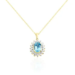 Collier Allande Or Jaune Topaze Et Oxyde De Zirconium