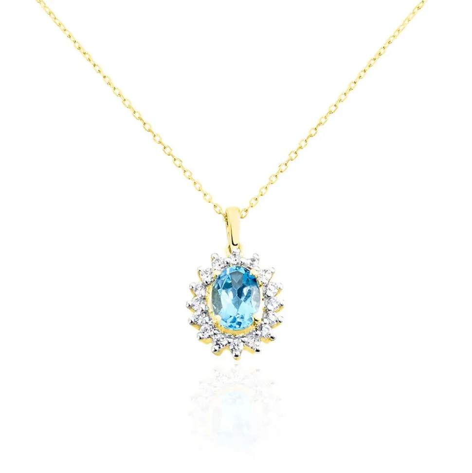Collier Allande Or Jaune Topaze Et Oxyde De Zirconium